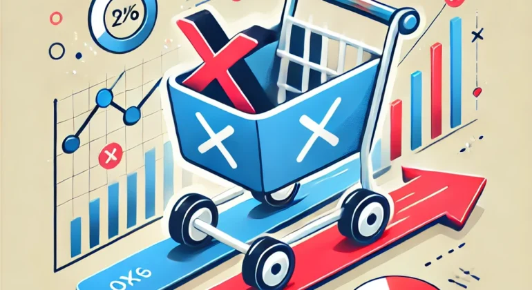 DALL·E 2024-10-16 20.42.19 - A clean, modern thumbnail for a blog post about 'Abandon Cart Rate (ACR)' in eCommerce. The image should feature a shopping cart with an 'X' symbol, r