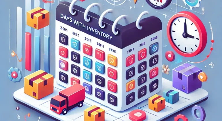 DALL·E 2024-10-18 08.15.24 - A clean, modern thumbnail for a blog post about a new 'Days With Inventory' feature for an eCommerce app. The image should feature an inventory icon o