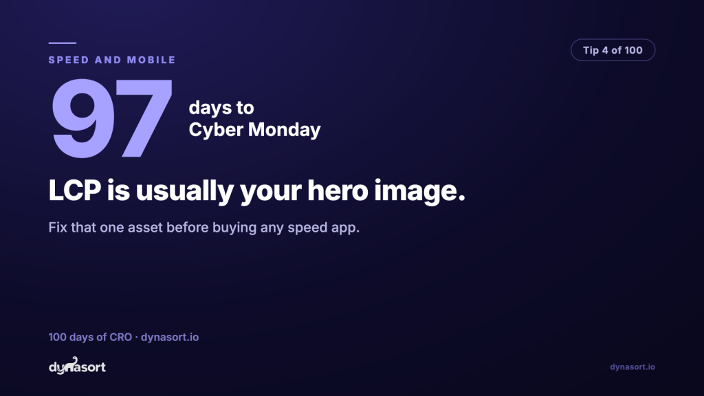 LCP is usually your hero image: fix that one asset before buying any speed app.