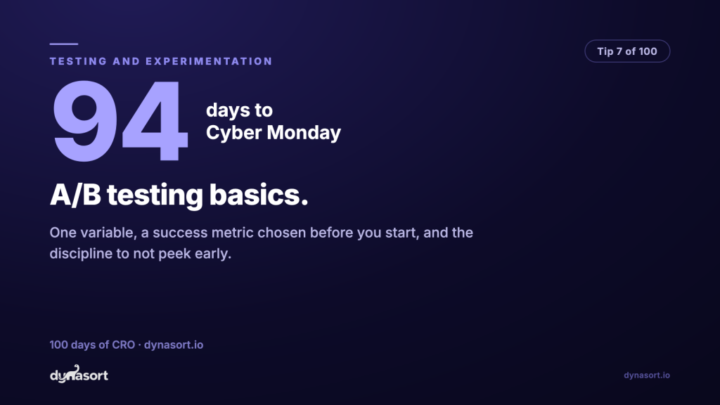 A/B testing basics: one variable, a success metric chosen before you start, and the discipline to not peek early.