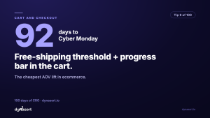 Free-shipping threshold + progress bar in the cart: the cheapest AOV lift in ecommerce.