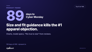 Size and fit guidance kills the #1 apparel objection: charts, model specs, “fits true to size” from reviews.
