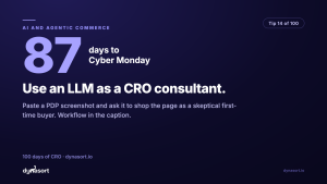 Use an LLM as a CRO consultant: paste a PDP screenshot and ask it to shop the page as a skeptical first-time buyer. Workflow included.