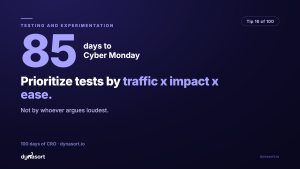 Prioritize tests by traffic x impact x ease, not by whoever argues loudest.
