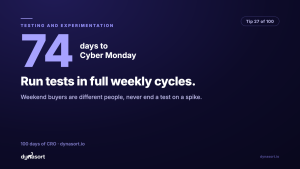 Run tests in full weekly cycles: weekend buyers are different people, never end a test on a spike.