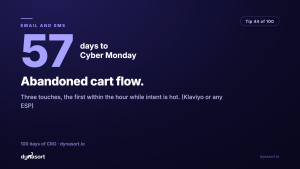 Abandoned cart flow: three touches, the first within the hour while intent is hot. (Klaviyo or any ESP)