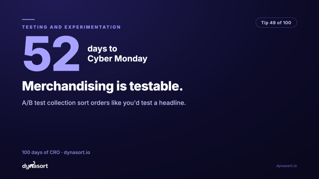 Merchandising is testable: A/B test collection sort orders like you’d test a headline.