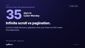 Infinite scroll vs pagination: scroll for mobile discovery, pagination when your footer and SEO matter. Pick deliberately.